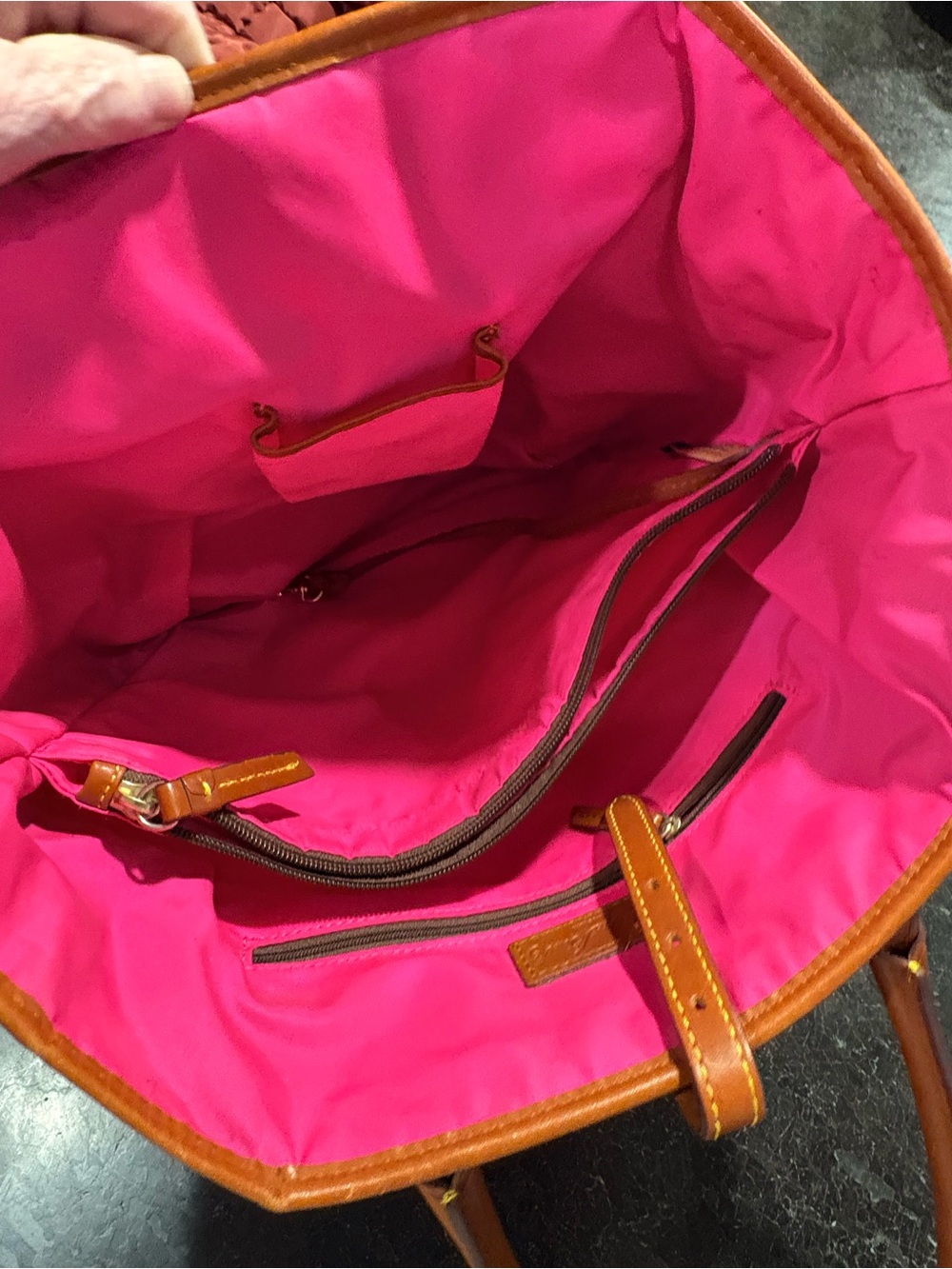 Dooney & Bourke Black Tote with Brown Leather Trim - Picture 5 of 9